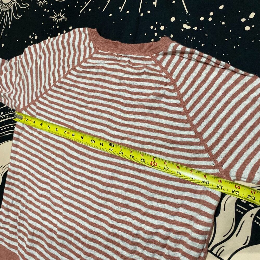 L.L.Bean Sweater Women's XLT Brown Striped Cotton Knitted Raglan Sleeve Preppy - Picture 5 of 6